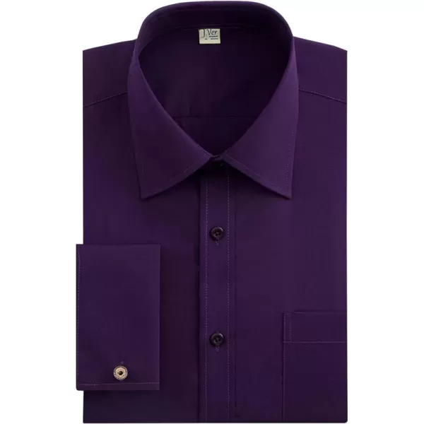 J.VER Men's French Cuff Dress Shirts Regular Fit Long Sleeve Spread Collar Metal Cufflink