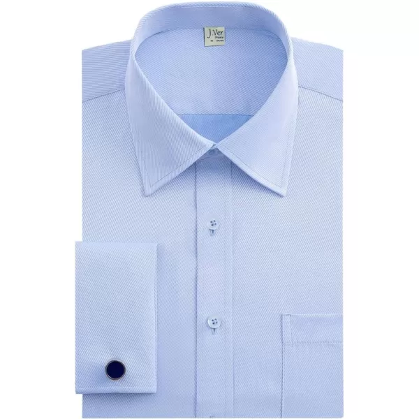 J.VER Men's French Cuff Dress Shirts Regular Fit Long Sleeve Spread Collar Metal Cufflink