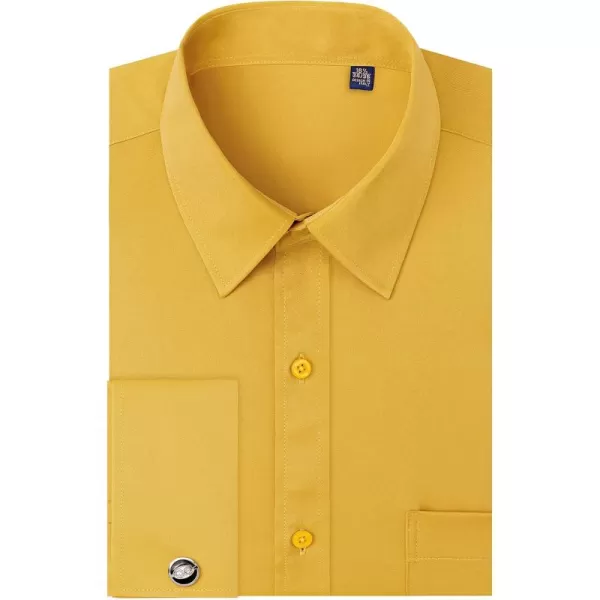 J.VER Men's French Cuff Dress Shirts Regular Fit Long Sleeve Spread Collar Metal Cufflink