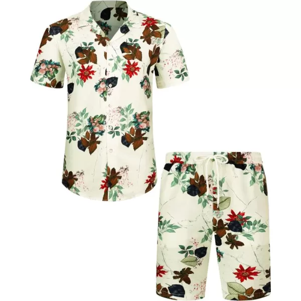 J.VER Men's Hawaiian Shirts Casual Button Down Short Sleeve Shirts Set Printed Shorts Beach Tropical Hawaii Suits