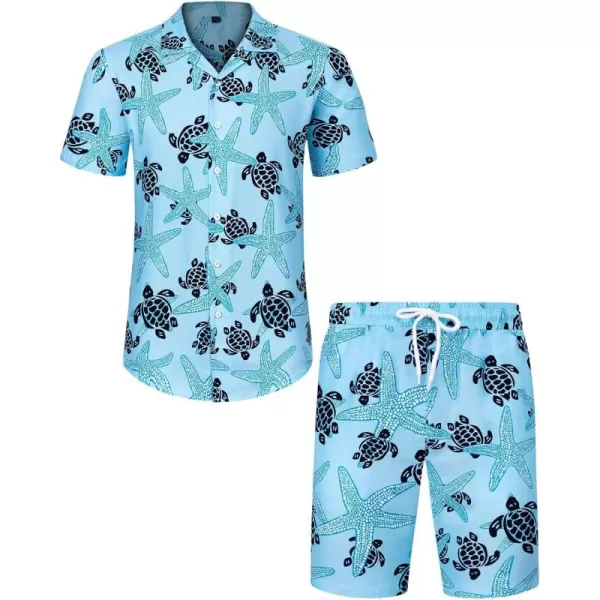 J.VER Men's Hawaiian Shirts Casual Button Down Short Sleeve Shirts Set Printed Shorts Beach Tropical Hawaii Suits