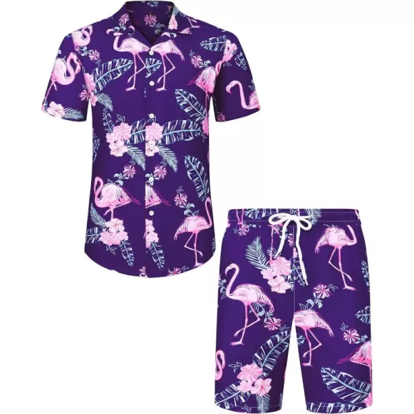 J.VER Men's Hawaiian Shirts Casual Button Down Short Sleeve Shirts Set Printed Shorts Beach Tropical Hawaii Suits