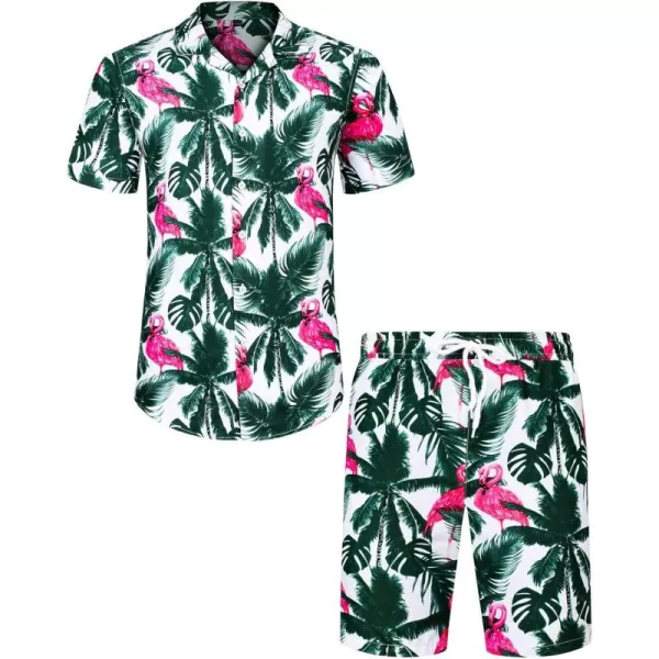 J.VER Men's Hawaiian Shirts Casual Button Down Short Sleeve Shirts Set Printed Shorts Beach Tropical Hawaii Suits