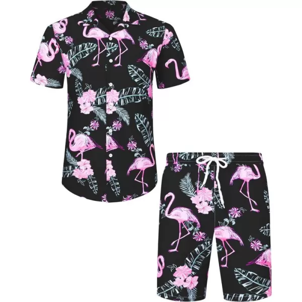 J.VER Men's Hawaiian Shirts Casual Button Down Short Sleeve Shirts Set Printed Shorts Beach Tropical Hawaii Suits