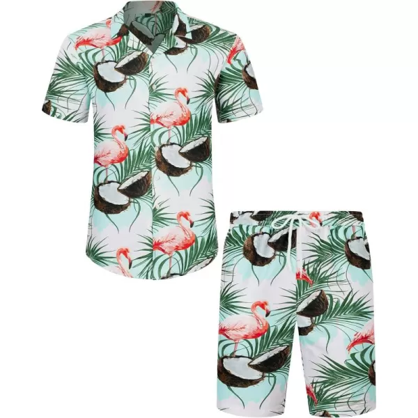 J.VER Men's Hawaiian Shirts Casual Button Down Short Sleeve Shirts Set Printed Shorts Beach Tropical Hawaii Suits