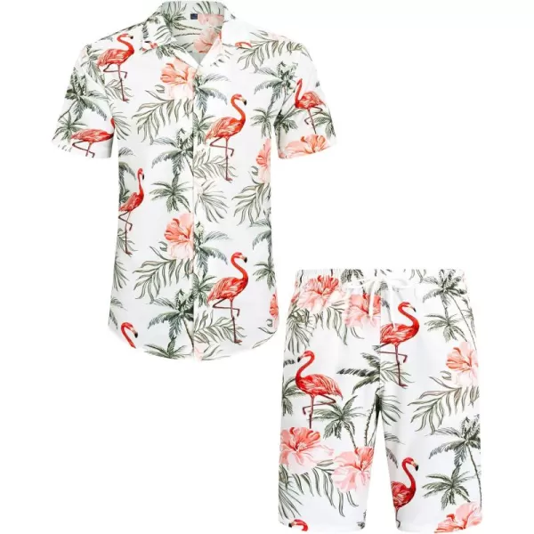 J.VER Men's Hawaiian Shirts Casual Button Down Short Sleeve Shirts Set Printed Shorts Beach Tropical Hawaii Suits