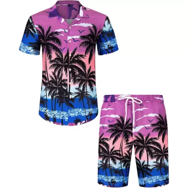 J.VER Men's Hawaiian Shirts Casual Button Down Short Sleeve Shirts Set Printed Shorts Beach Tropical Hawaii Suits