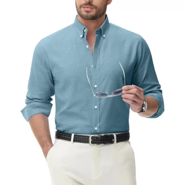 J.VER Men's Linen Shirt Casual Lightweight Long Sleeve Solid Button Down Collar Shirts Beach Tops for Holiday Work