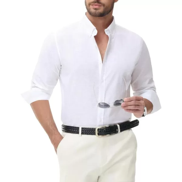 J.VER Men's Linen Shirt Casual Lightweight Long Sleeve Solid Button Down Collar Shirts Beach Tops for Holiday Work