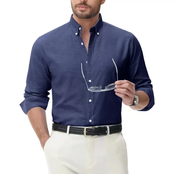J.VER Men's Linen Shirt Casual Lightweight Long Sleeve Solid Button Down Collar Shirts Beach Tops for Holiday Work