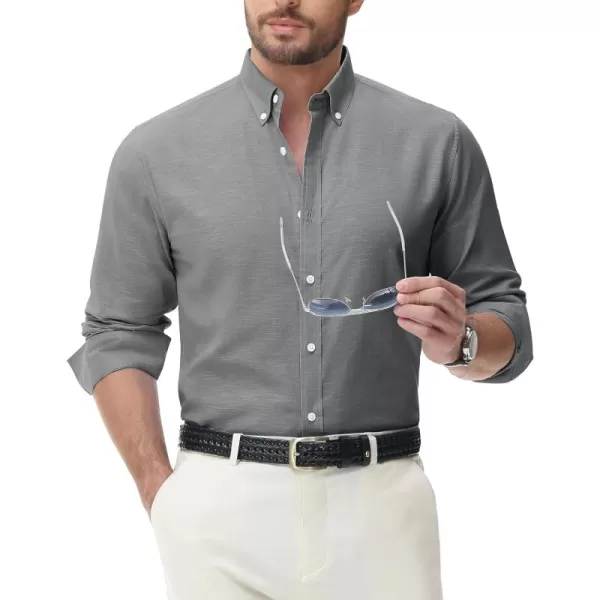 J.VER Men's Linen Shirt Casual Lightweight Long Sleeve Solid Button Down Collar Shirts Beach Tops for Holiday Work