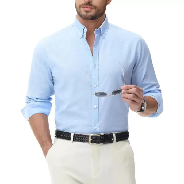 J.VER Men's Linen Shirt Casual Lightweight Long Sleeve Solid Button Down Collar Shirts Beach Tops for Holiday Work