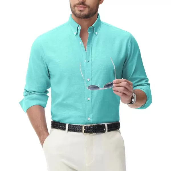 J.VER Men's Linen Shirt Casual Lightweight Long Sleeve Solid Button Down Collar Shirts Beach Tops for Holiday Work