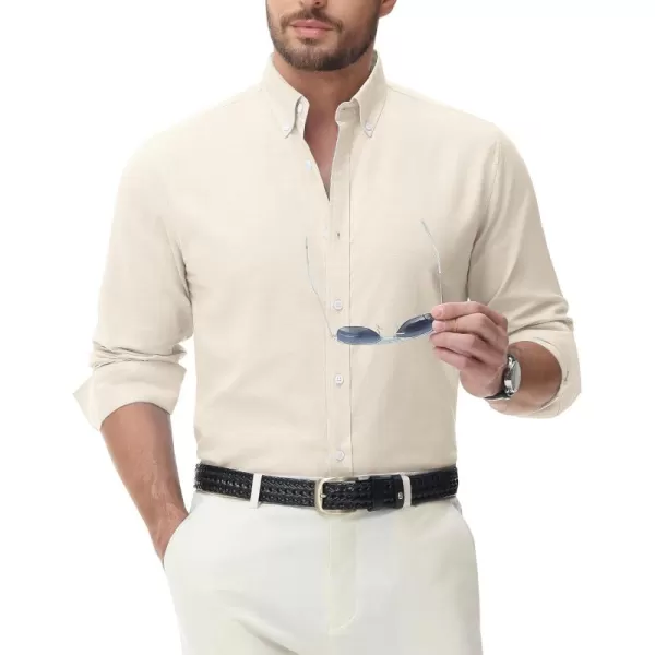 J.VER Men's Linen Shirt Casual Lightweight Long Sleeve Solid Button Down Collar Shirts Beach Tops for Holiday Work