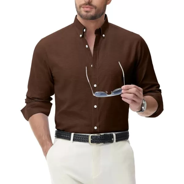 J.VER Men's Linen Shirt Casual Lightweight Long Sleeve Solid Button Down Collar Shirts Beach Tops for Holiday Work