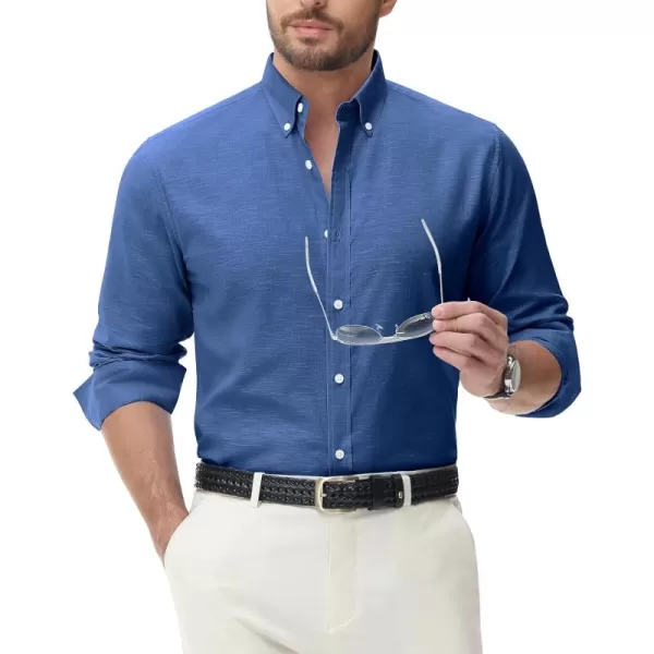 J.VER Men's Linen Shirt Casual Lightweight Long Sleeve Solid Button Down Collar Shirts Beach Tops for Holiday Work