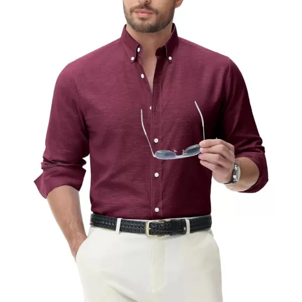 J.VER Men's Linen Shirt Casual Lightweight Long Sleeve Solid Button Down Collar Shirts Beach Tops for Holiday Work