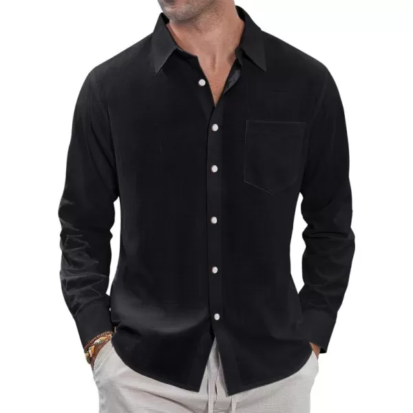 J.VER Men's Linen Shirts Casual Button Down Long Sleeve Shirt Solid Spread Collar Summer Beach Shirts with Pocket