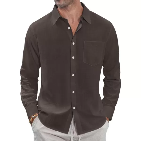 J.VER Men's Linen Shirts Casual Button Down Long Sleeve Shirt Solid Spread Collar Summer Beach Shirts with Pocket