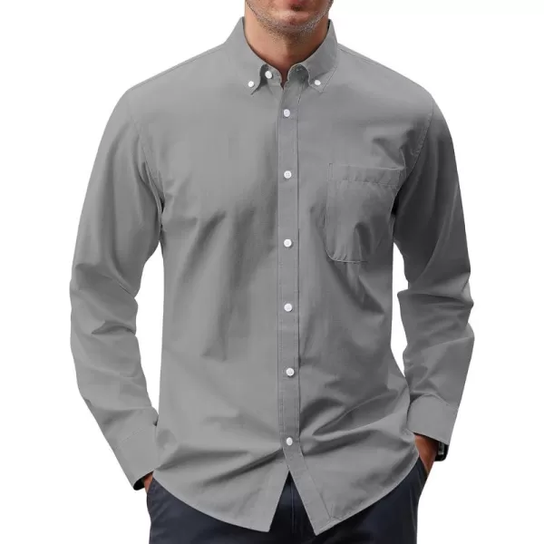 J.VER Men's Oxford Shirt Solid Casual Button Down Collar Shirts Long Sleeve Dress Shirts with Pocket