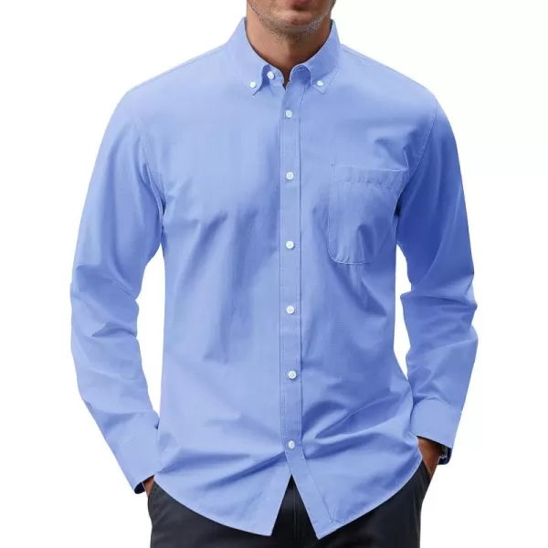 J.VER Men's Oxford Shirt Solid Casual Button Down Collar Shirts Long Sleeve Dress Shirts with Pocket
