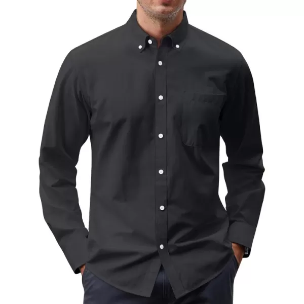 J.VER Men's Oxford Shirt Solid Casual Button Down Collar Shirts Long Sleeve Dress Shirts with Pocket