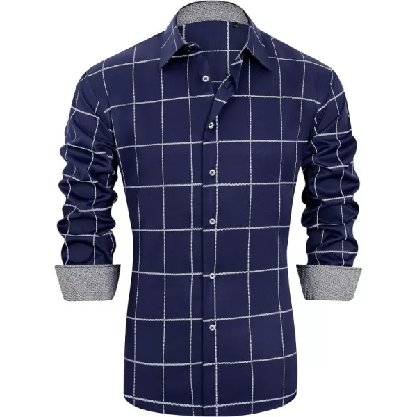 J.VER Men's Plaid Casual Long Sleeve Stretch Dress Shirt Wrinkle-Free Regular Fit Button Down Shirts