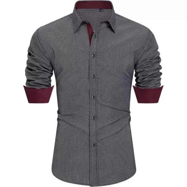 J.VER Men's Printed Dress Shirts Casual Long Sleeve Stylish Button Down Shirt