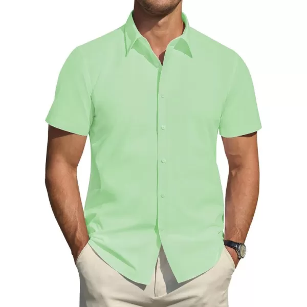 J.VER Men's Short Sleeve Dress Shirts Stretch Stain Shield Casual Button Down Shirts Solid Formal Shirt