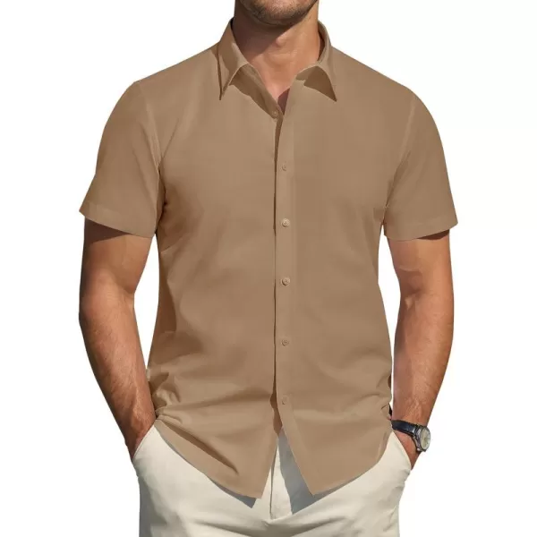 J.VER Men's Short Sleeve Dress Shirts Stretch Stain Shield Casual Button Down Shirts Solid Formal Shirt