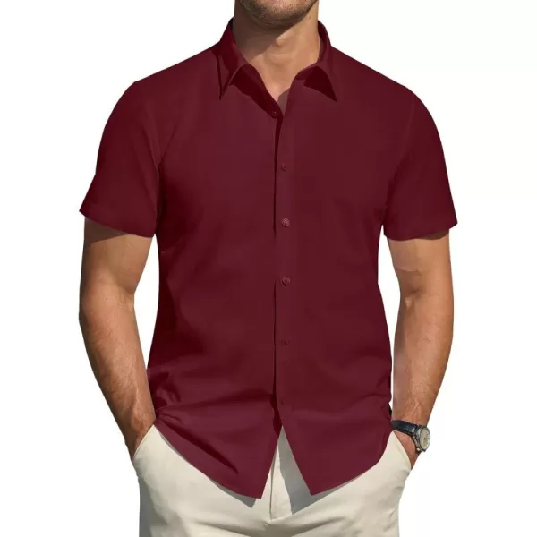 J.VER Men's Short Sleeve Dress Shirts Stretch Stain Shield Casual Button Down Shirts Solid Formal Shirt
