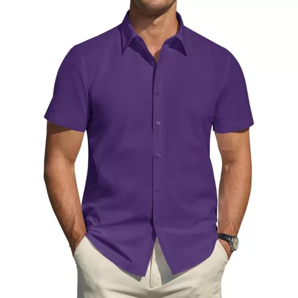 J.VER Men's Short Sleeve Dress Shirts Stretch Stain Shield Casual Button Down Shirts Solid Formal Shirt