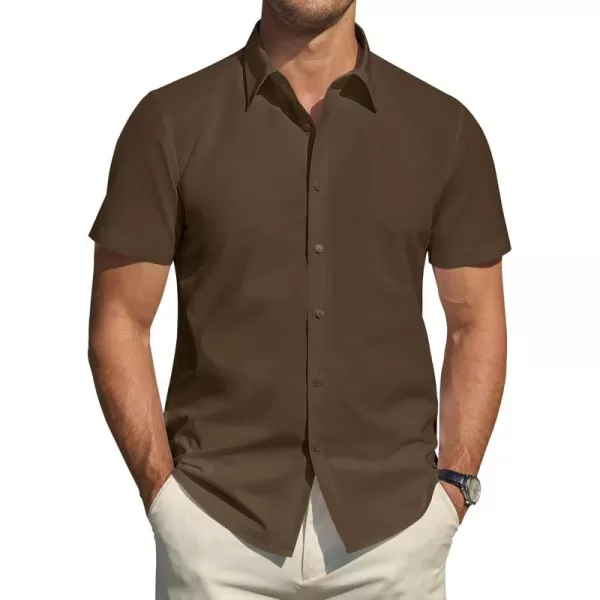 J.VER Men's Short Sleeve Dress Shirts Stretch Stain Shield Casual Button Down Shirts Solid Formal Shirt