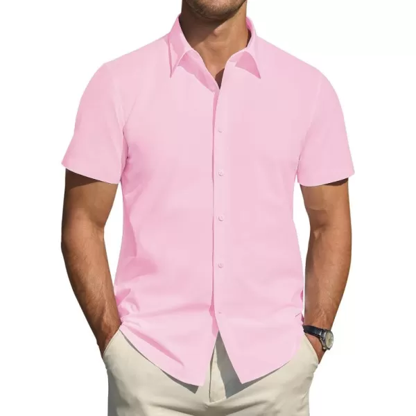 J.VER Men's Short Sleeve Dress Shirts Stretch Stain Shield Casual Button Down Shirts Solid Formal Shirt