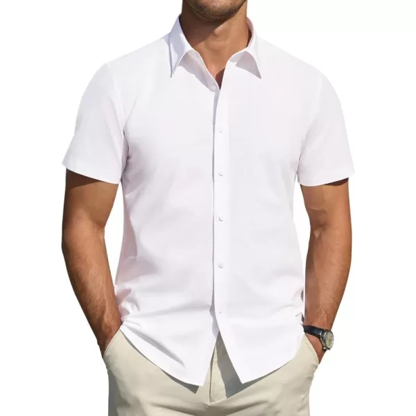J.VER Men's Short Sleeve Dress Shirts Stretch Stain Shield Casual Button Down Shirts Solid Formal Shirt