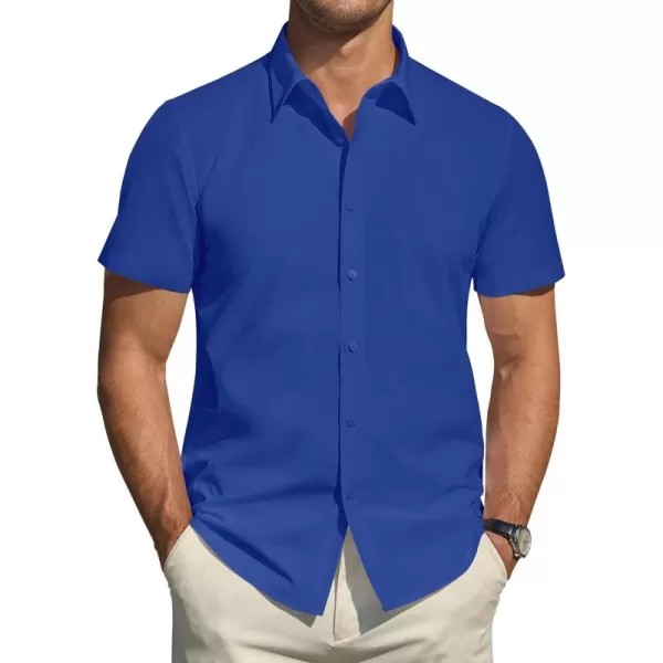 J.VER Men's Short Sleeve Dress Shirts Stretch Stain Shield Casual Button Down Shirts Solid Formal Shirt