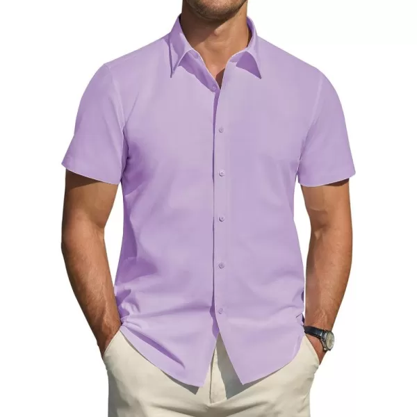 J.VER Men's Short Sleeve Dress Shirts Stretch Stain Shield Casual Button Down Shirts Solid Formal Shirt