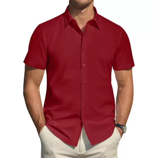 J.VER Men's Short Sleeve Dress Shirts Stretch Stain Shield Casual Button Down Shirts Solid Formal Shirt