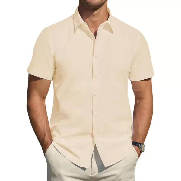 J.VER Men's Short Sleeve Dress Shirts Stretch Stain Shield Casual Button Down Shirts Solid Formal Shirt