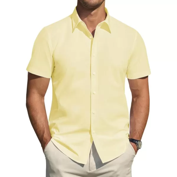 J.VER Men's Short Sleeve Dress Shirts Stretch Stain Shield Casual Button Down Shirts Solid Formal Shirt