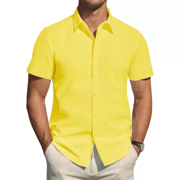 J.VER Men's Short Sleeve Dress Shirts Stretch Stain Shield Casual Button Down Shirts Solid Formal Shirt