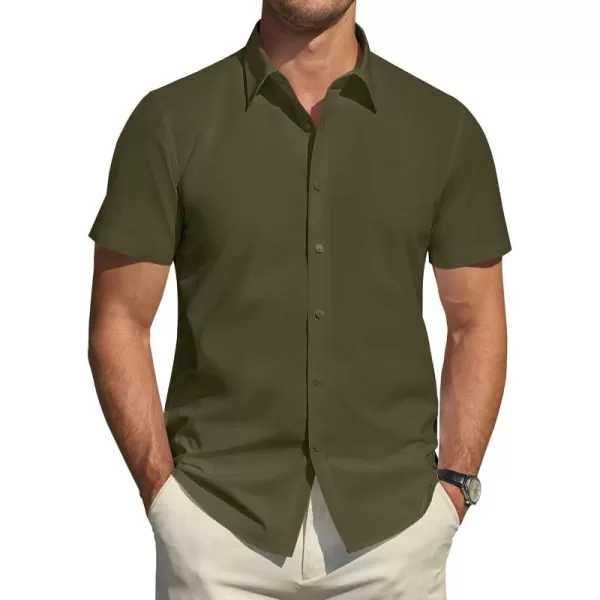 J.VER Men's Short Sleeve Dress Shirts Stretch Stain Shield Casual Button Down Shirts Solid Formal Shirt