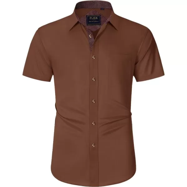 J.VER Men's Short Sleeve Dress Shirts with Pocket Casual Button Down Shirt Wrinkle-Free Stretch Business Shirts