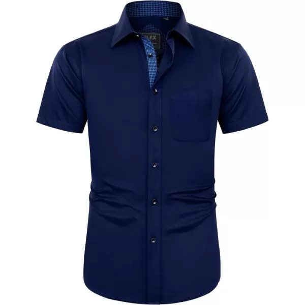 J.VER Men's Short Sleeve Dress Shirts with Pocket Casual Button Down Shirt Wrinkle-Free Stretch Business Shirts