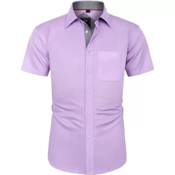 J.VER Men's Short Sleeve Dress Shirts with Pocket Casual Button Down Shirt Wrinkle-Free Stretch Business Shirts
