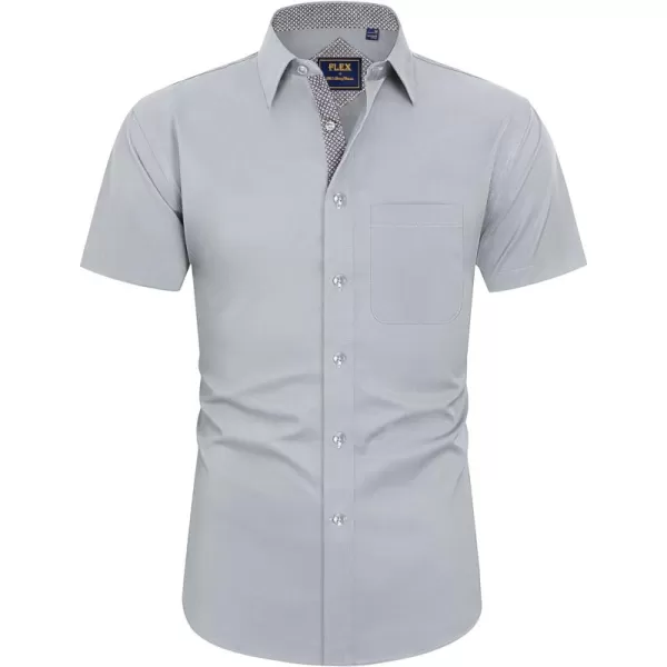 J.VER Men's Short Sleeve Dress Shirts with Pocket Casual Button Down Shirt Wrinkle-Free Stretch Business Shirts