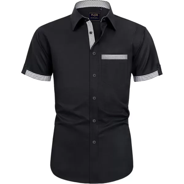 J.VER Men's Short Sleeve Dress Shirts with Pocket Casual Button Down Shirt Wrinkle-Free Stretch Business Shirts