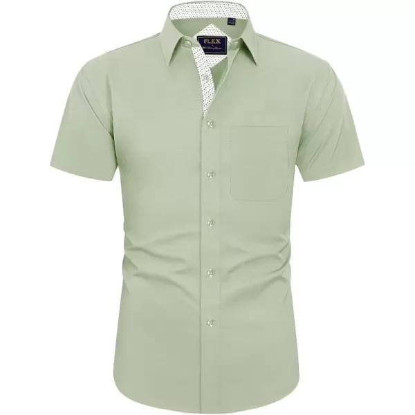 J.VER Men's Short Sleeve Dress Shirts with Pocket Casual Button Down Shirt Wrinkle-Free Stretch Business Shirts