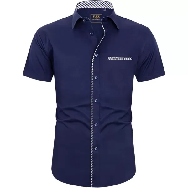 J.VER Men's Short Sleeve Dress Shirts with Pocket Casual Button Down Shirt Wrinkle-Free Stretch Business Shirts