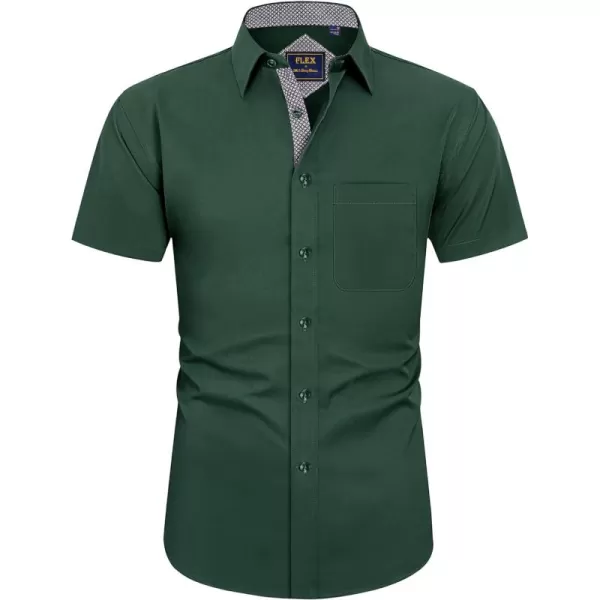 J.VER Men's Short Sleeve Dress Shirts with Pocket Casual Button Down Shirt Wrinkle-Free Stretch Business Shirts
